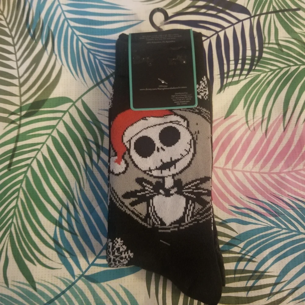 Disney Tim Burtons Nightmare Before Christmas Jack Skellington Crew Socks 6.5-12